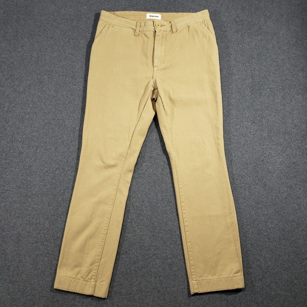 Taylor Stitch Foundation Pant Men 30x27 Khaki Tan Slim Fit Organic Cotton Chinos